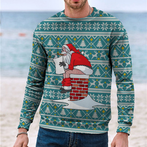 Sudadera navideña con cuello redondo, divertida, 3D, unisex, suéter navideño con cuello redondo para hombre y mujer, suéter navideño con diseño de Papá Noel y renos, regalo navideño - Product Image 4