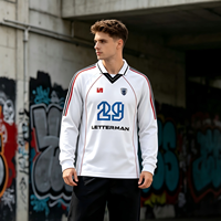 Camiseta Deportiva Transpirable con Estampado por Sublimación, Estilo Retro Americano, Manga Larga, con Logotipo Personalizado, Venta al Por Mayor para Días de Carreras