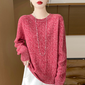 Suéter de Punto con Cuello Redondo y Manga Larga para <span class=keywords><strong>Mujer</strong></span>, Estilo Coreano, 100% <span class=keywords><strong>Lana</strong></span>, Otoño Invierno, Nuevo, en Oferta - Product Image 3
