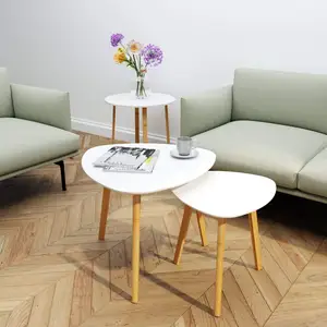 Meja bersarang kayu bergaya dan Modern, Meja akhir bambu, meja kopi kayu Solid untuk furnitur ruang tamu