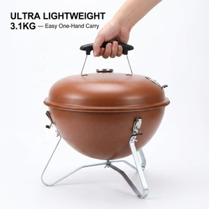 Wholesale Vintage Copper Brown Matte Enamel Charcoal <b>Kettle</b> BBQ Grill 14" Compact Portable Tripod Stand for <b>Camping</b> Beach Garden - Product Image 5