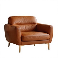 Moderner brauner Leder-Akzentsessel, Einzelsofa, Loungesessel für Wohnzimmer und Gästezimmer