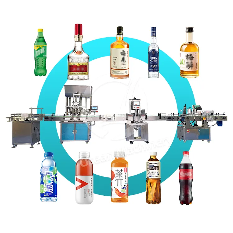 OCEAN Full Automatic Customize Bottle Fill Count Pack Equipment Fill and Capping Machine Production Line