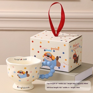 <span class=keywords><strong>Taza</strong></span> de Cerámica con Diseño de Mascota de Dibujos Animados y Asa de Cuentas de Puntos, Ideal <span class=keywords><strong>para</strong></span> Té de la Tarde, Jugo, Bebidas Diarias y como Lindo Regalo Festivo - Product Image 2