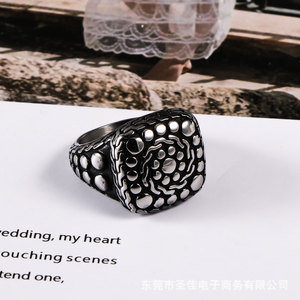 Retro Pebble Pattern <b>Titanium</b> Steel <b>Ring</b> Men's Fashion Accessory SA234 - Product Image 3