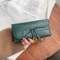 Dompet Clutch Kulit PU Kapasitas Besar untuk Wanita, Dompet Panjang Model 2026 dengan 20 Slot Kartu, Motif Batu, Ritsleting, Dapat Dilipat