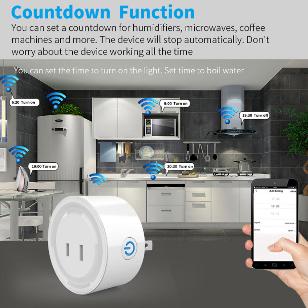 HONPNK Japanese Plug 10A Smart Wifi Socket with Graffiti Voice Control & Scheduling Features for Ai Speaker Domestic Two-Prong
