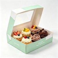 Boîte d'emballage pour gâteaux en papier pliable à 12 trous avec logo personnalisé, boîtes à cupcakes pour boulangerie avec fenêtre transparente