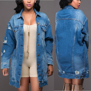 Veste de cow-boy grande <span class=keywords><strong>taille</strong></span> XL 2XL 3XL pour femmes, vêtements d'automne, hauts à manches longues, veste en jean décontractée, bleu clair E6327 - Product Image 4