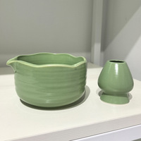 Kit Matcha émaillé de fleurs de glace de style japonais Set de bols Chawan en céramique cristal bleu