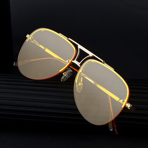 KSL-98338 Gafas de sol de aviador para hombre, montura de metal con medio aro, protección UV400, protección solar clase 2, montura de plástico y metal - Product Image 1