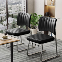Chaise de réunion sans accoudoirs à cadre métallique en gros, sans roulettes, dossier bas, chaise de formation de bureau, chaise empilable, sillas para reunión