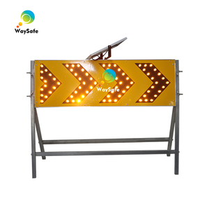 Señal de Tráfico Desmontable de Aluminio para Construcción de Carreteras con Flechas Izquierda/Derecha 1200x400, Indicador de Doble Flecha Intermitente LED Solar - Product Image 3