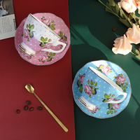 Tasses à thé et soucoupes en porcelaine fine 250 ml, céramique écologique, impression personnalisée, motif floral