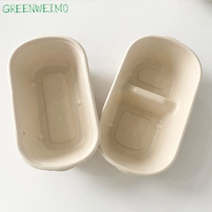 2 Grid Biodegradable Bagasse Pulp Paper Package Chinese Cardboard Fast Food Box Packaging With Lid