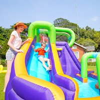 Château gonflable familial pour enfants, avec toboggan, pour jardin extérieur, en tissu Oxford, facile à monter, 3 places