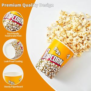 Contenants à popcorn jetables, design personnalisé, recyclables, vente chaude, gobelet en papier de qualité alimentaire pour popcorn avec couvercle - Product Image 4