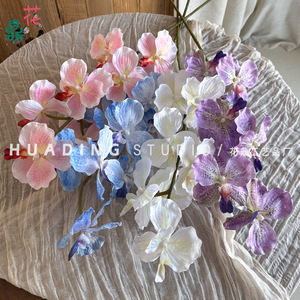 Orchidées Vanda artificielles en soie, décoration de mariage, style tropical, arrangement de bouquet - Product Image 1