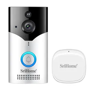 SriHome kamera bel pintu pintar nirkabel paling hemat biaya 4MP monitor jarak jauh PIR Audio dua arah daya rendah