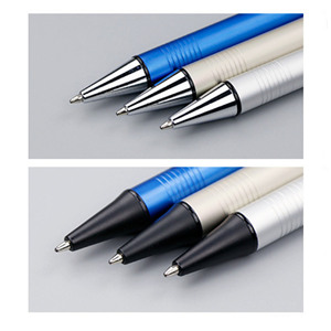 Stylo bille publicitaire en métal, personnalisable en gros avec logo imprimé, encre bleue et noire pour le bureau - Product Image 2