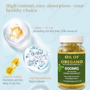 Aeglewell Oregano-olie Softgels Biologisch 2-in-1 Oregano-olie met Zwarte Komijnzaadolie Softgels 150 <span class=keywords><strong>Capsules</strong></span> - Product Image 3