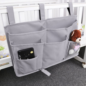 Sac de rangement suspendu multi-poches pour barre de lit, gris, solution de rangement pour chambre de bébé - Product Image 1