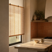 Store enrouleur en lin et ramie naturel, rideau en tissu ramie respirant pour véranda, bureau à domicile, sur mesure, vente en gros