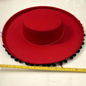 Chapeau <span class=keywords><strong>Flamenco</strong></span> Rouge en Feutre Espagne Mexique Chapeau Espagnol pour Danseur Latino Mexicain Déguisement - Product Image 1