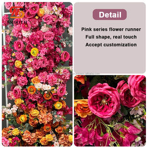 ธงประดับดอกไม้ประดิษฐ์สีชมพูสำหรับงานแต่งงานทางเดินเรียบจัดดอกไม้ - Product Image 2