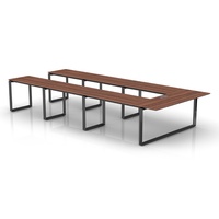 Vente directe d'usine - Poste de travail exécutif moderne de haute technologie, bureau convertible en panneaux de teck pour salle de réunion et atelier