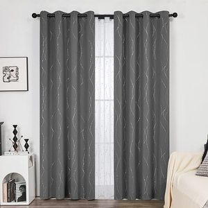 <span class=keywords><strong>Rideau</strong></span> de fenêtre de salon de luxe doux gris foncé à isolation <span class=keywords><strong>thermique</strong></span> 100% rideaux en tissu <span class=keywords><strong>court</strong></span> occultant pour chambre à coucher - Product Image 1