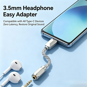 <span class=keywords><strong>Adaptateur</strong></span> casque USB-C 3,5 mm TP62 en cuivre tressé plaqué argent 32 bits/384 kHz pour <span class=keywords><strong>iPhone</strong></span>, téléphone portable et appareil photo - Product Image 2