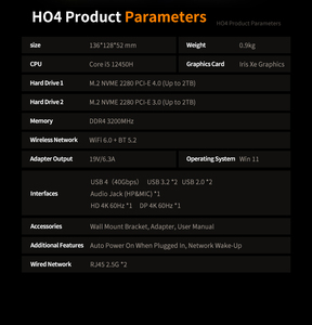 มินิพีซี Peladn รุ่น Core I5 I7 12450H 12650H 13620H CPU สำหรับเล่นเกม DDR4 SSD Wifi 6.0 BT5.2 สำหรับ 11 Pro - Product Image 5