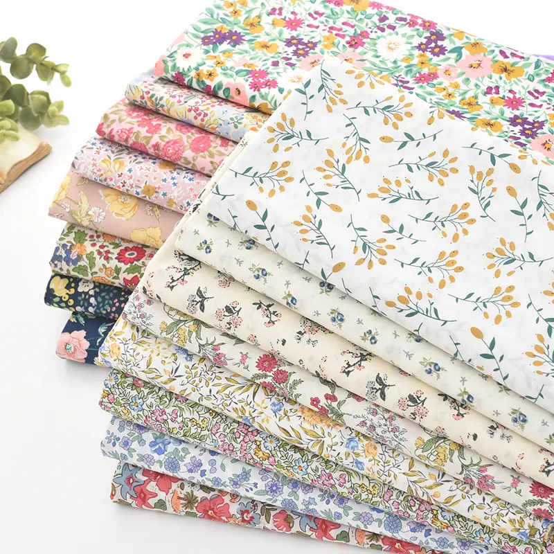 В наличии, стеганый тканый поплин с цветочным принтом, 100% хлопок, детская ткань, винтажная цветочная ткань для платьев и сумок