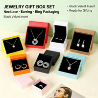 Boîte à bijoux personnalisée avec logo, couvercle et base en carton coloré, plusieurs tailles, avec mousse en éponge