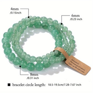 Unisex Trendy Geometric <strong>Beaded</strong> <strong>Bracelet</strong> 4/6/8MM Natural Stone 3-Piece Set Crystal Healing Elastic Charm Jewelry - Product Image 3