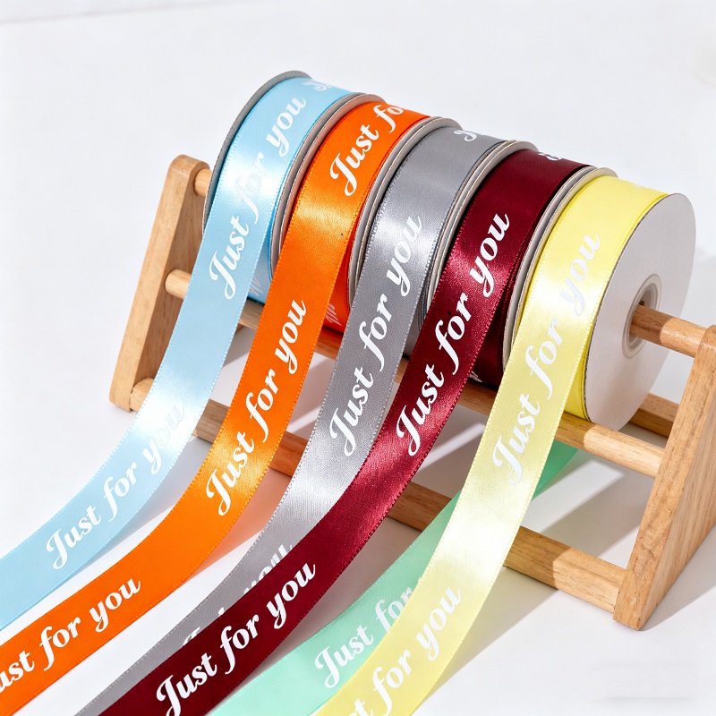 Factory Wholesale Gold Foil Thanks logo Decorative Gift Wrap Printed Ribbon with logo