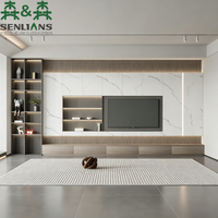 Meuble TV mural moderne de luxe en marbre SLS, console multimédia minimaliste intégrée, rétroéclairage LED, armoire de salon sur mesure