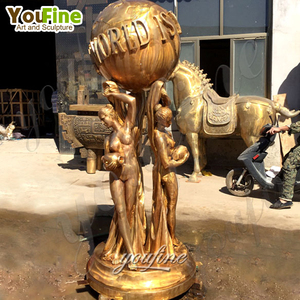 Statua in Bronzo a Grandezza Naturale '<span class=keywords><strong>Il</strong></span> <span class=keywords><strong>Mondo</strong></span> È <span class=keywords><strong>Tuo</strong></span>', Scultura per Decorazione Giardino, Arte da Esterno Famosa in Vendita - Product Image 2