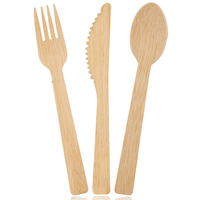 Ensemble de couverts en bambou de qualité supérieure, fourchette, couteau, cuillère jetables, vaisselle écologique pour les plats à emporter