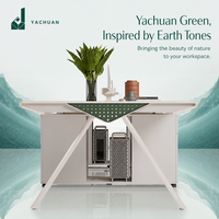 Poste de travail de bureau moderne Série Yiren, structure en aluminium blanc avec poutre verte Yachuan pour 2 à 8 personnes