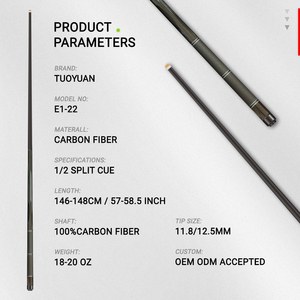 Low Deflection Carbon Fiber Pool Cue 11.8mm 12.5mm Tip 57 Inch 1/2 Split Billiard Cue Stick Economic Wholesale OEM Custom Logo - Product Image 2