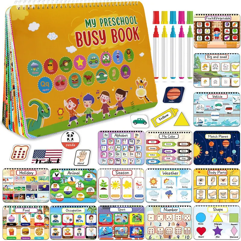 12 Themes Educational Learning Autism Preschool Activity Binder Board Montessori Toys Toddler Children Busy Book for Kids