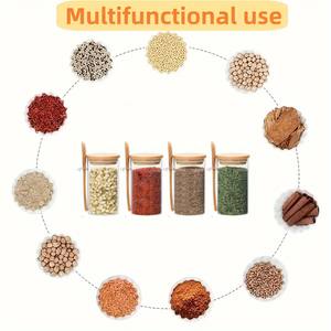 Frascos Cuadrados Modernos de Vidrio Transparente Soplado a <span class=keywords><strong>Mano</strong></span>, Herméticos, con Tapa de Bambú y Cuchara, Capacidad de 900 ml, para Organización de Almacenamiento <span class=keywords><strong>en</strong></span> la Cocina, el Hogar y Fiestas - Product Image 2