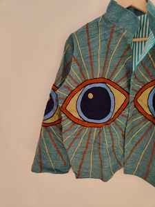Chaqueta Suzani Bordada con Ojo Místico, Abrigo Boho de Lujo Hecho a Mano, Prenda Exterior con un Diseño Artístico Audaz, Regalo para Ella, Chaqueta Suzani de Algodón - Product Image 3