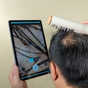 Điện da đầu massager tóc massager trị liệu thúc đẩy tăng trưởng tóc tinh dầu da đầu nang tóc thử nghiệm đầu massage Lược - Product Image 1