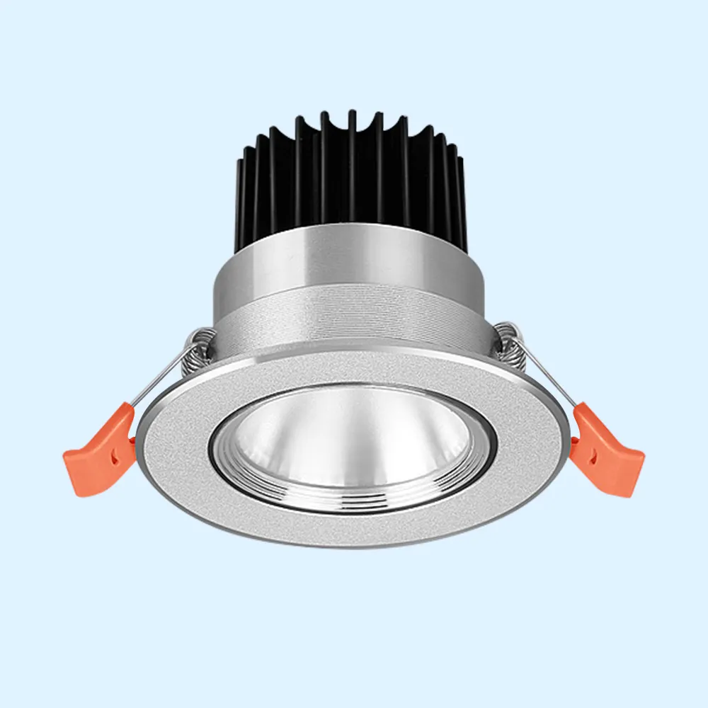 Ticari tavan lambası 95mm kesip 7 watt 28 işın açısı gümüş LED COB gömme spot için otel