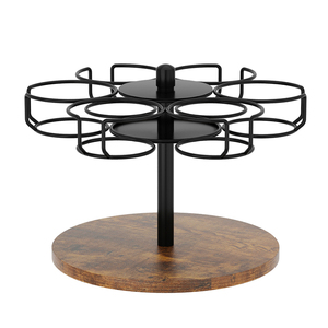 360 °   Support rotatif pour gobelets, 6 emplacements, en métal et bois, organiseur de bouteilles d'eau pour gobelets Stanley de 40 oz - Product Image 1