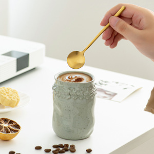 Tasses à expresso et à thé en grès de style japonais XUANHUI, luxe léger rétro, faites à la main, en céramique italienne froissée - Product Image 2