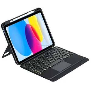 Factory Custom PU Leder Slim Backlit Wireless Keyboard Tablet Hülle mit Tastatur für iPad 10 Generation 10.9 2022